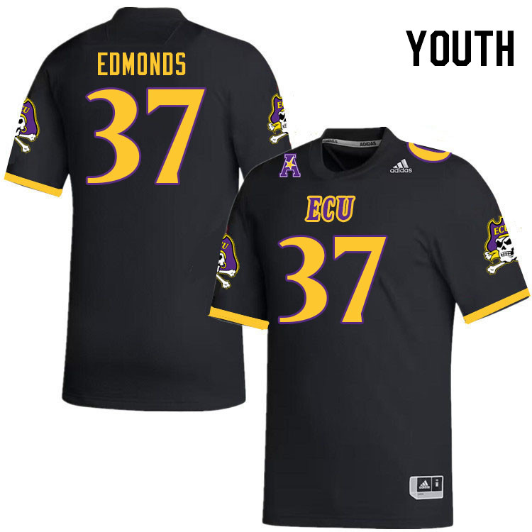 Youth #37 Kamarro Edmonds ECU Pirates 2023 College Football Jerseys Stitched-Black
